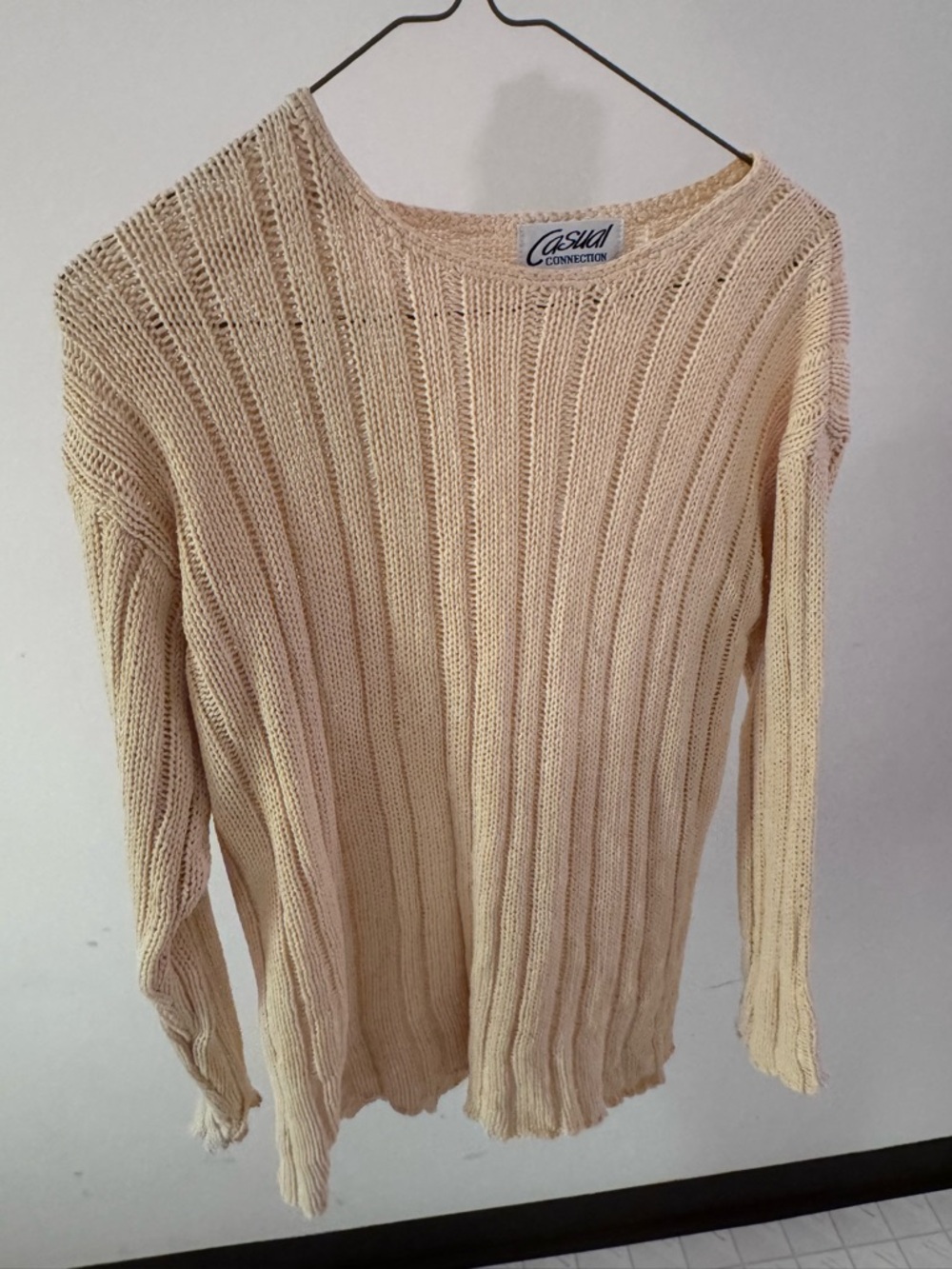 Casual Connection Cream Ribbed Knit Sweater – Minimalist Pullover